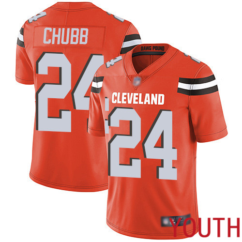 Cleveland Browns Nick Chubb Youth Orange Limited Jersey #24 NFL Football Alternate Vapor Untouchable->youth nfl jersey->Youth Jersey